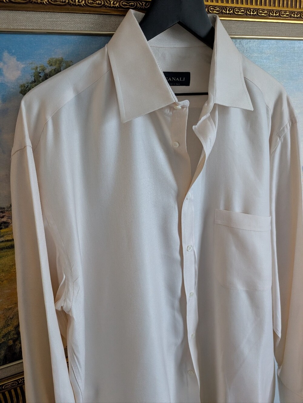 Canali Cream Button-Front Dress Shirt